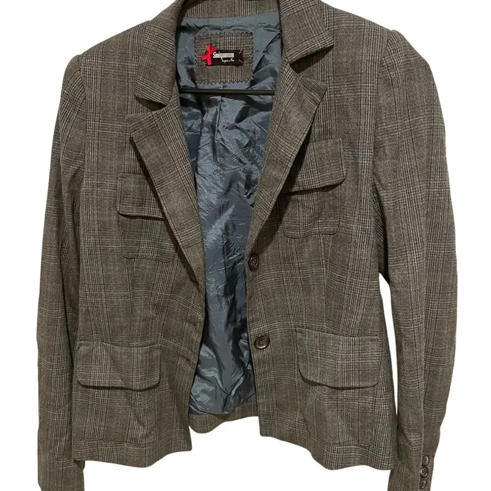 Sinequanone Paris gray Textured Single-Breasted Blazer size euro 40 or us 8